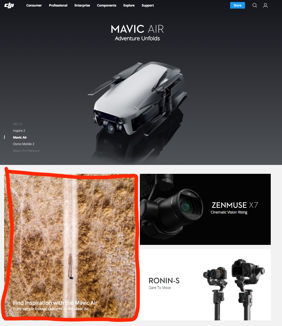 dji mavic air move camera