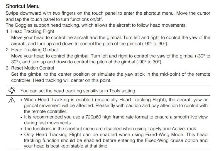Head tracking not working DJI FORUM